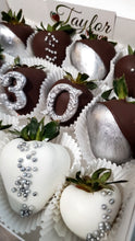 Load image into Gallery viewer, Chocolate Covered Luster Dipped Strawberry Number Box
