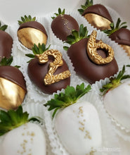 Load image into Gallery viewer, Chocolate Covered Luster Dipped Strawberry Number Box
